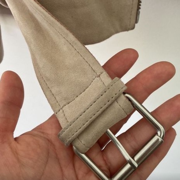 All Saints Pink Balfern Suede & Leather Biker Jacket - Size 4 - Picture 10 of 14